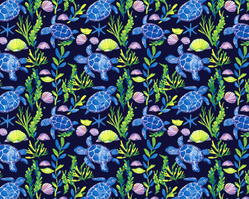 Empee Studio Polycotton Watercolour Turtles