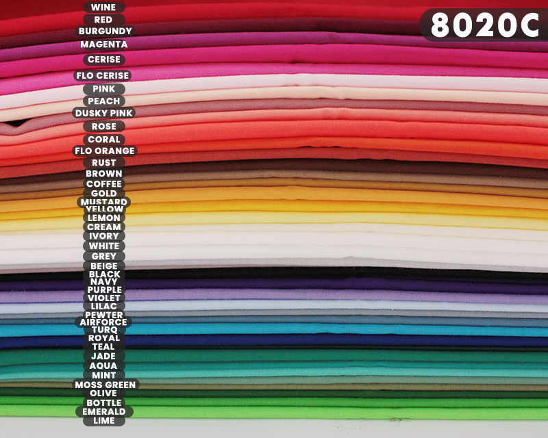Plain Polycotton 80/20 - Wholesale Fabrics UK - Regular Line