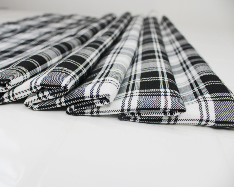 PolyViscose Tartan - Black & White- wholesale fabrics