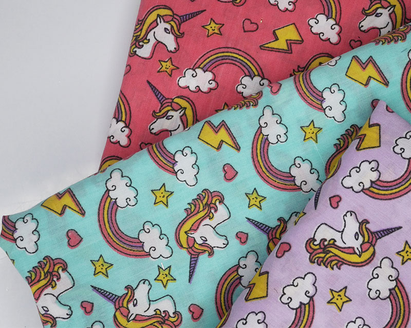 Rainbow Unicorn Polycotton - Wholesale Fabrics UK - Thousands of prints