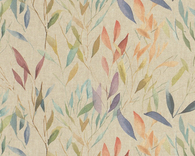 Recycled Linen Look Digital Canvas Watercolour Leaves