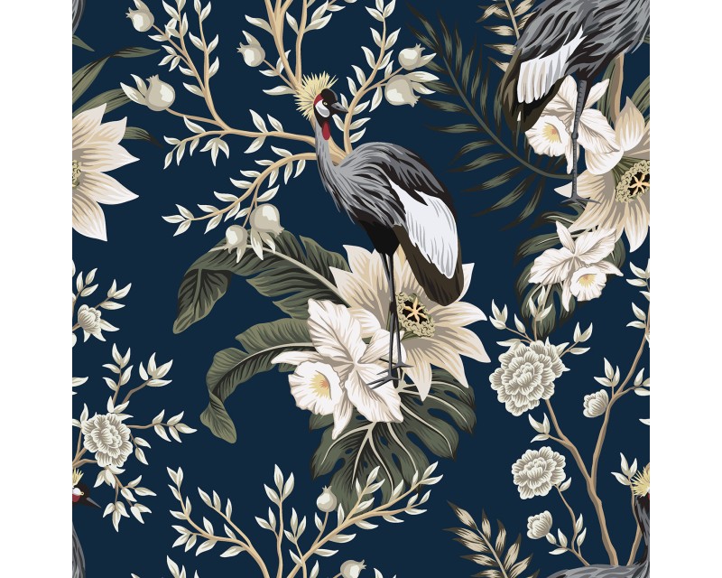 Recycled Digital Velvet Floral Birds Recycled Digital Velvet Floral Birds