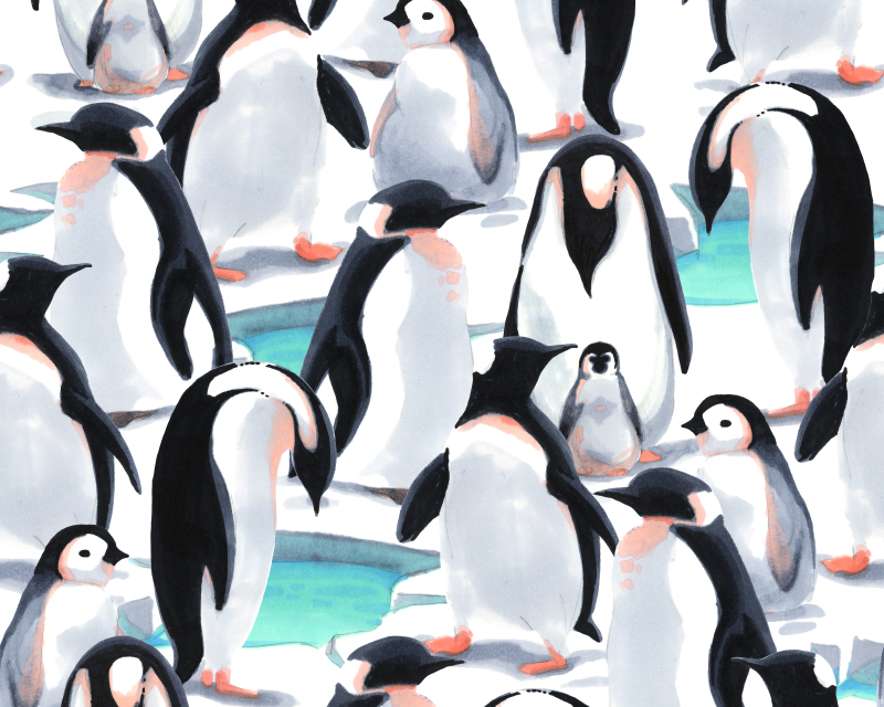 Watercolour Penguins Christmas Jersey