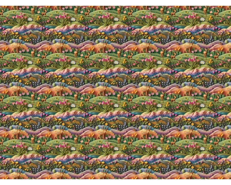 Little Johnny Digital Cotton 3D Deer Scene