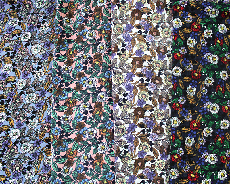 Scattered Floral Viscose Cotton Lawn