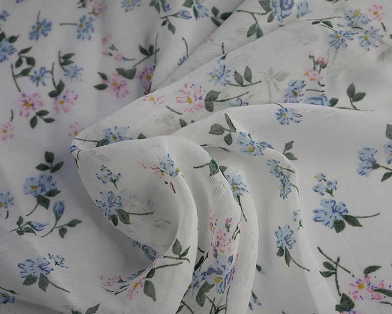 blue floral chiffon fabric