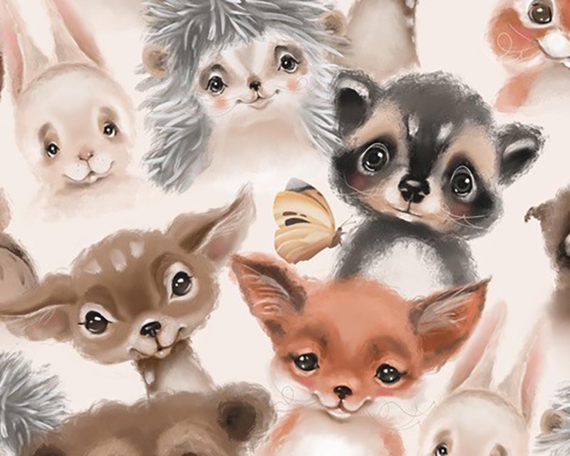 Little Johnny -  Water Colour Baby Animals Digital Cotton