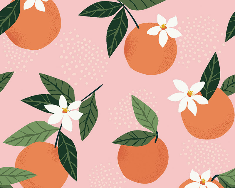 Coated Tablecloth Print Oranges