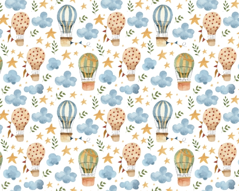 Digital Cotton Jersey Hot Air Balloons