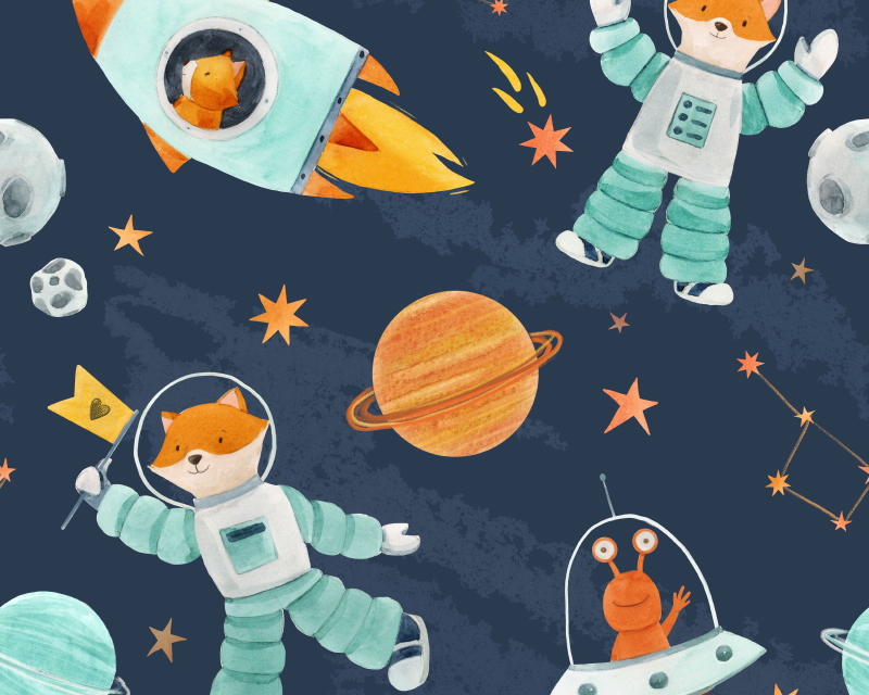 Little Johnny Goes To Space Cotton- wholesale fabric