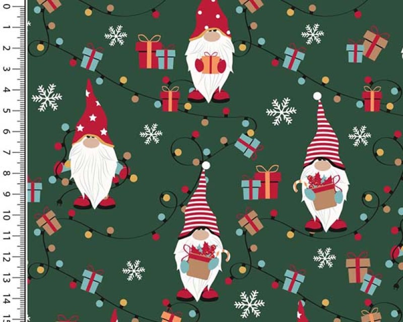 Cotton Poplin Festive Gnomes