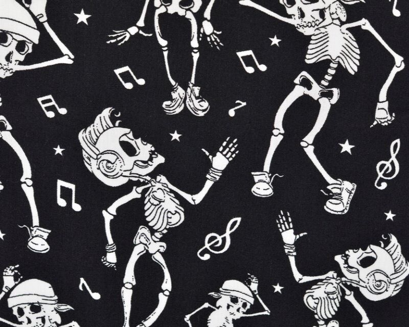 Halloween Dancing Skeleton Cotton Poplin