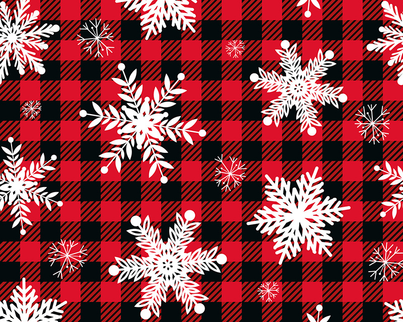 MP Digital Festive Polycotton Check Snowflakes