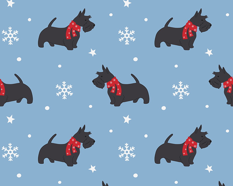 MP Digital Festive Polycotton Shnauzer Snowflakes