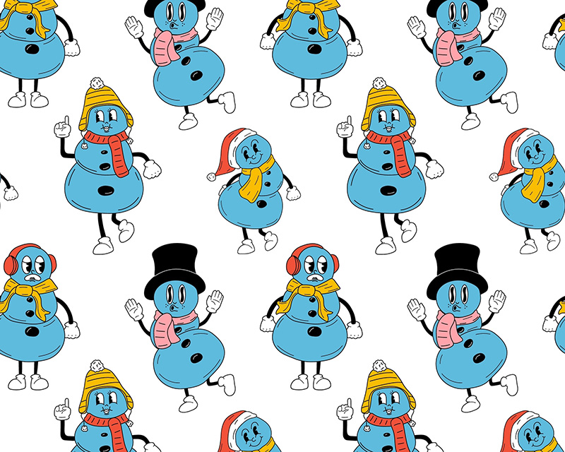 MP Digital Festive Polycotton Blue Snowman