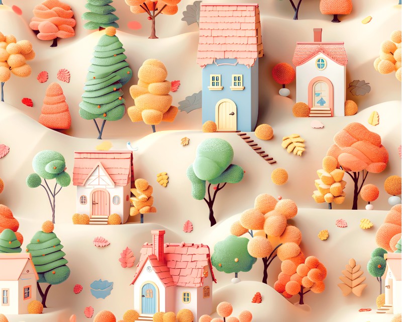 Little Johnny Houses 3D Cotton