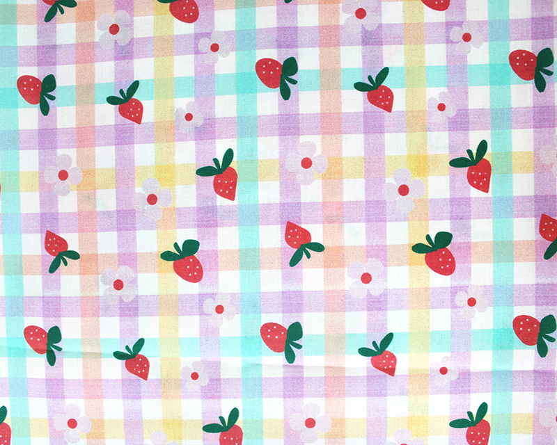 Little Johnny Strawberry Gingham Digital Print