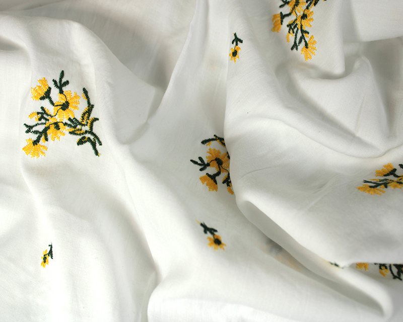 Cotton Embroidery Yellow Flowers