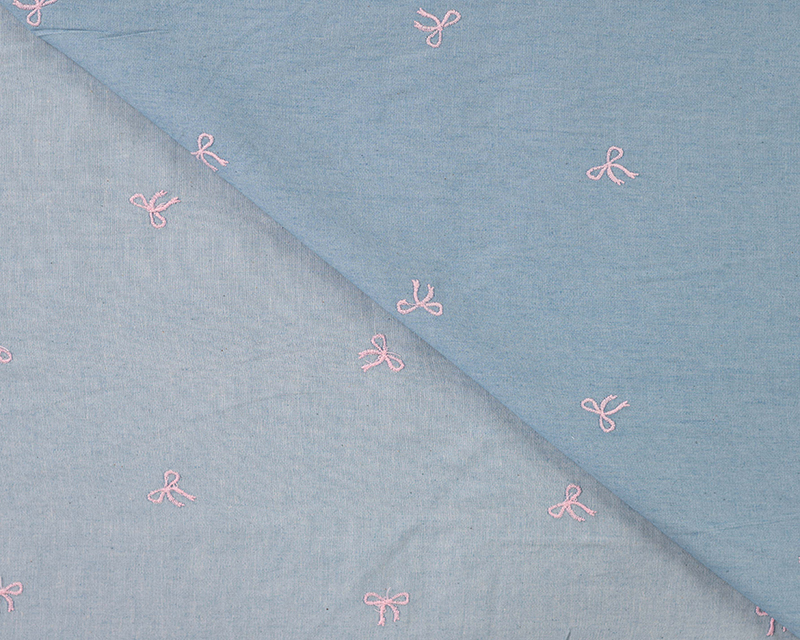 Embroidered Denim Bow Tie