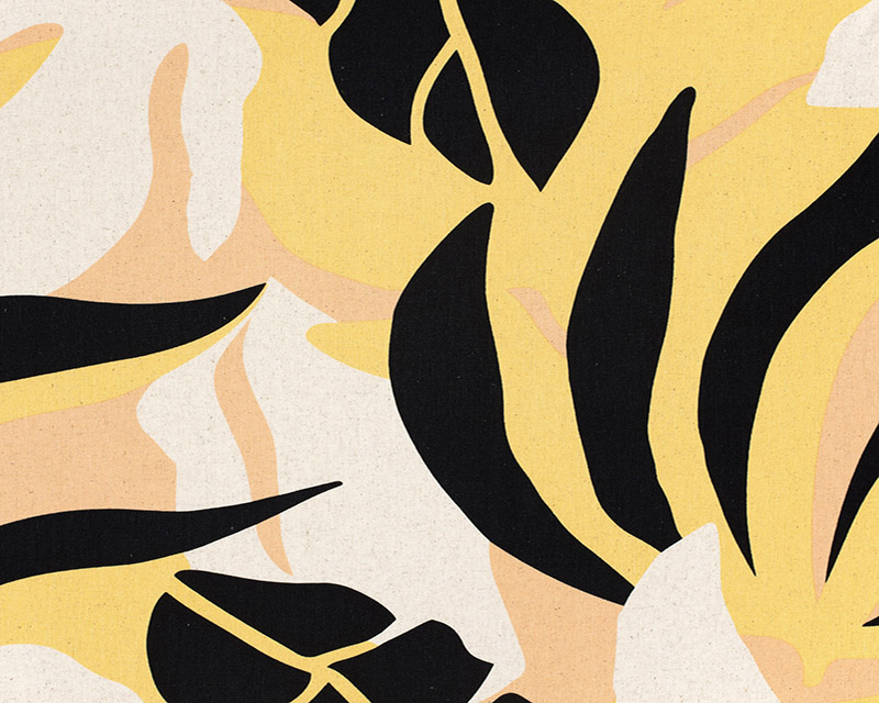 Linen Viscose Printed Abstract Flowers