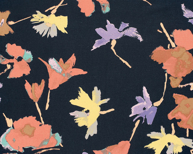 Linen Viscose Printed Flowers