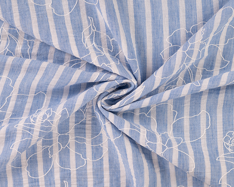 Linen Look Embroidered Print