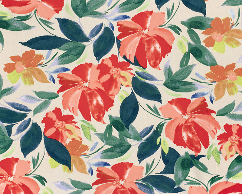 Viscose Satin Printed Flowers