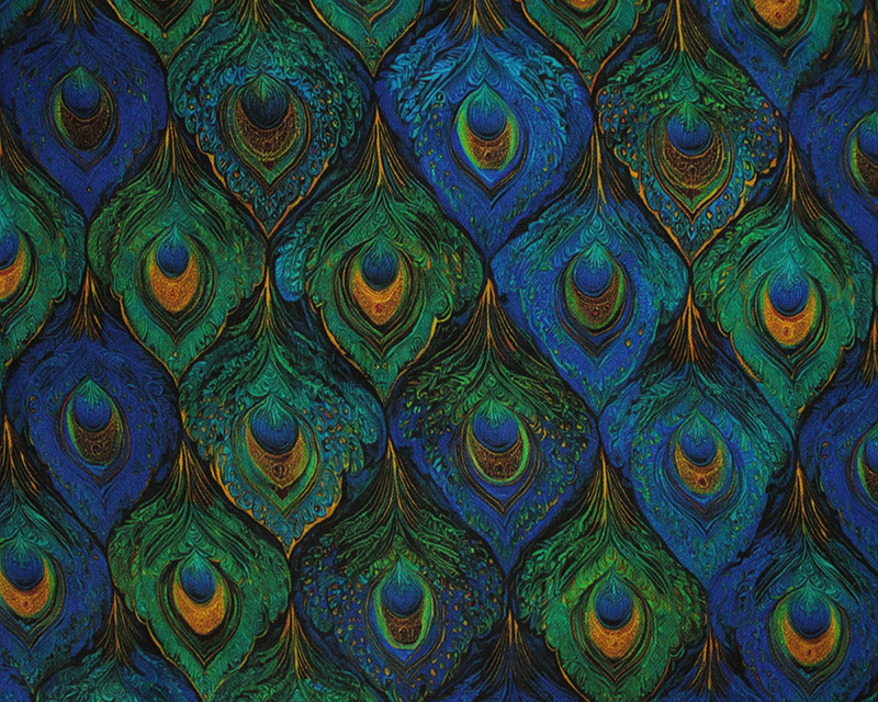 Empee Studio Rayon Sateen Peacock Feathers