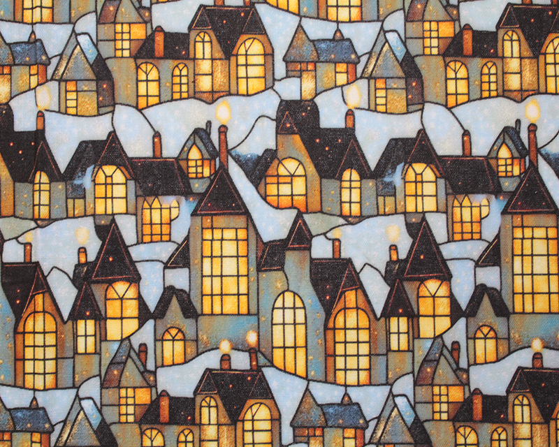Little Johnny Digital Cotton 3D Stained Glass Homes