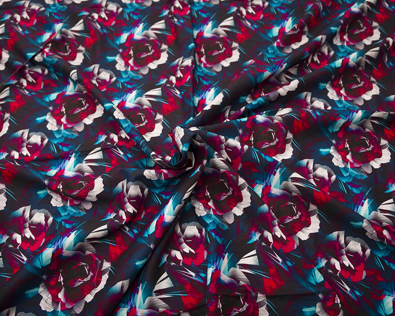 Mindy Digital Cotton Viscose Twill Geo Rose 