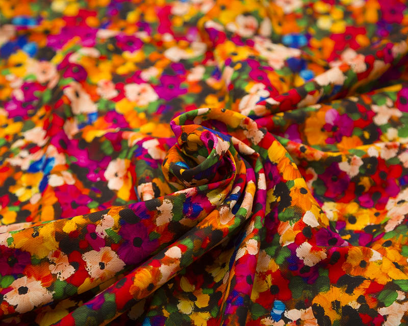Mindy Digital Cotton Viscose Twill Painted Flowers 