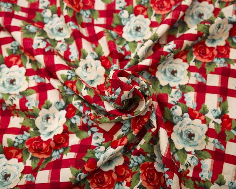 Mindy Digital Cotton Viscose Twill Floral Gingham