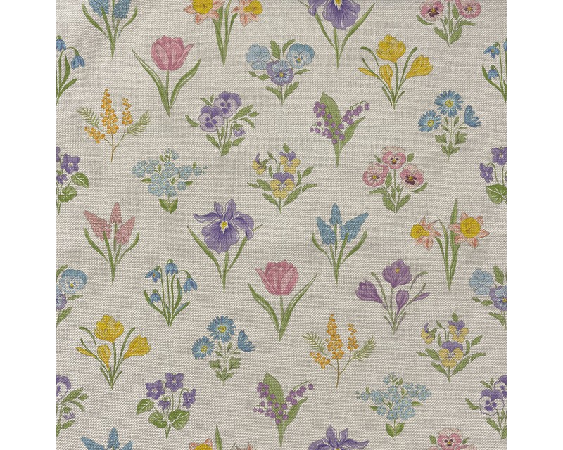 Recycled Linen Look Digital Canvas Country Flowers