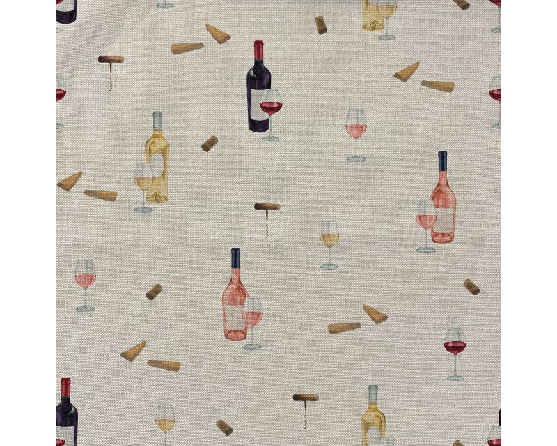 Recycled Linen Look Digital Canvas Wine Illustration