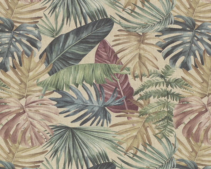 Recycled Linen Look Digital Canvas Large Watercolour Leaves