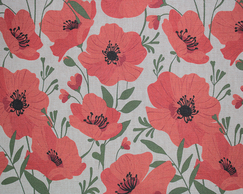 Recycled Linen Look Digital Canvas Poppies