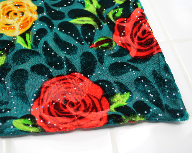 Large Rose Leaves Bejewelled Devoire Velour